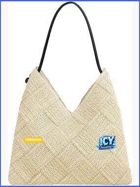 Straw Hobo Tote Bag Woven Shoulder Handbag Handmade Summer